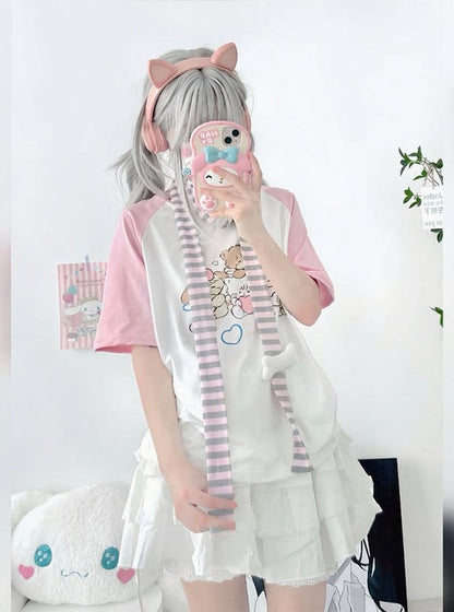 Bone Striped Thin Accent 4 Colors Scarf with -