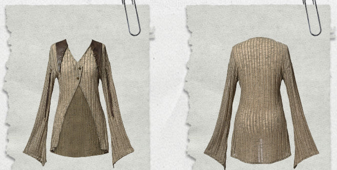 Wasteland Light Top Knit V-neck Punk Fit Coffee Slim