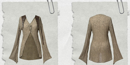 Wasteland Light Top Knit V-neck Punk Fit Coffee Slim