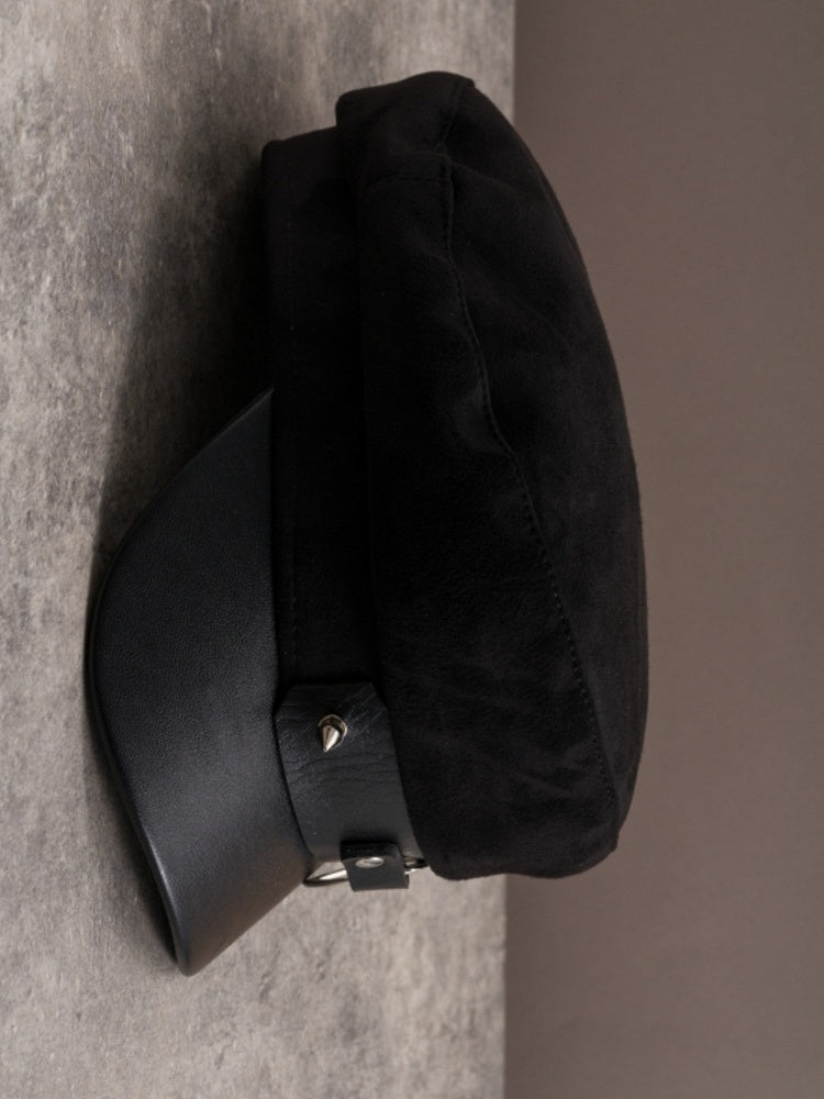 Details Heart Studs Hat Beret Gothic Ring Black