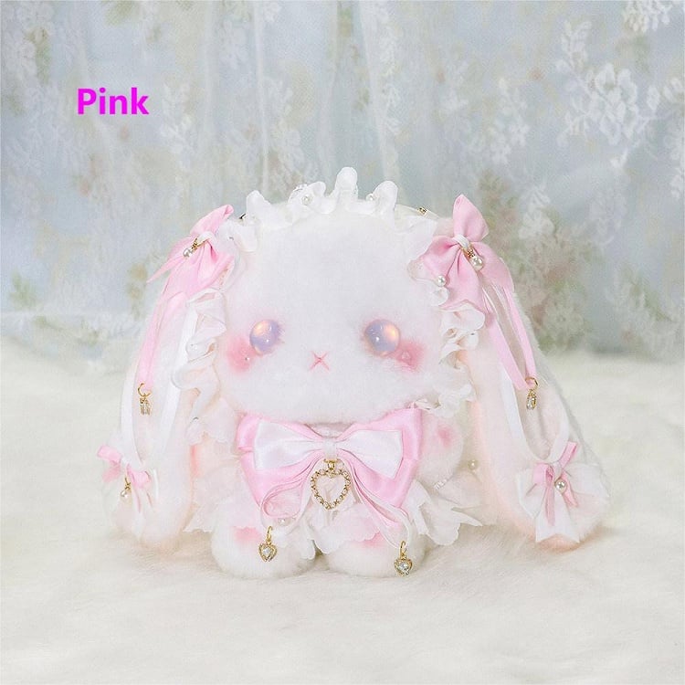 Bunny Bag 6 Heart Colors Decorated Plush Tassel Strap White Macaron with Convertible