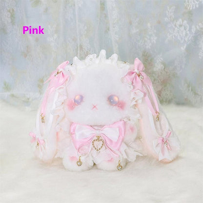 Bunny Bag 6 Heart Colors Decorated Plush Tassel Strap White Macaron with Convertible