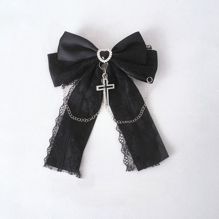 6 with Trim Lace Colors Heart Hairclip Accents Cross Black Rhinestone Bow Pendant