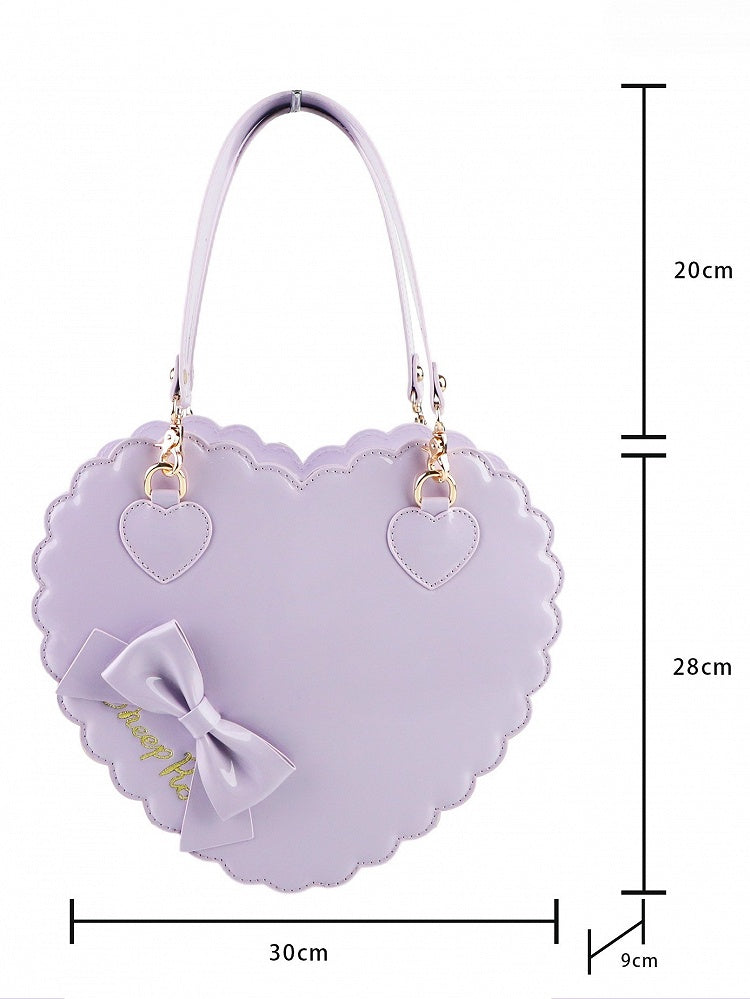 Design Decorative in with Cookie Purple Lolita Featuring Zipper Size Bow Detail and S/L PU Heart for Bag