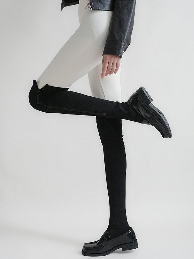 Zip-Up Stockings Sporty Black