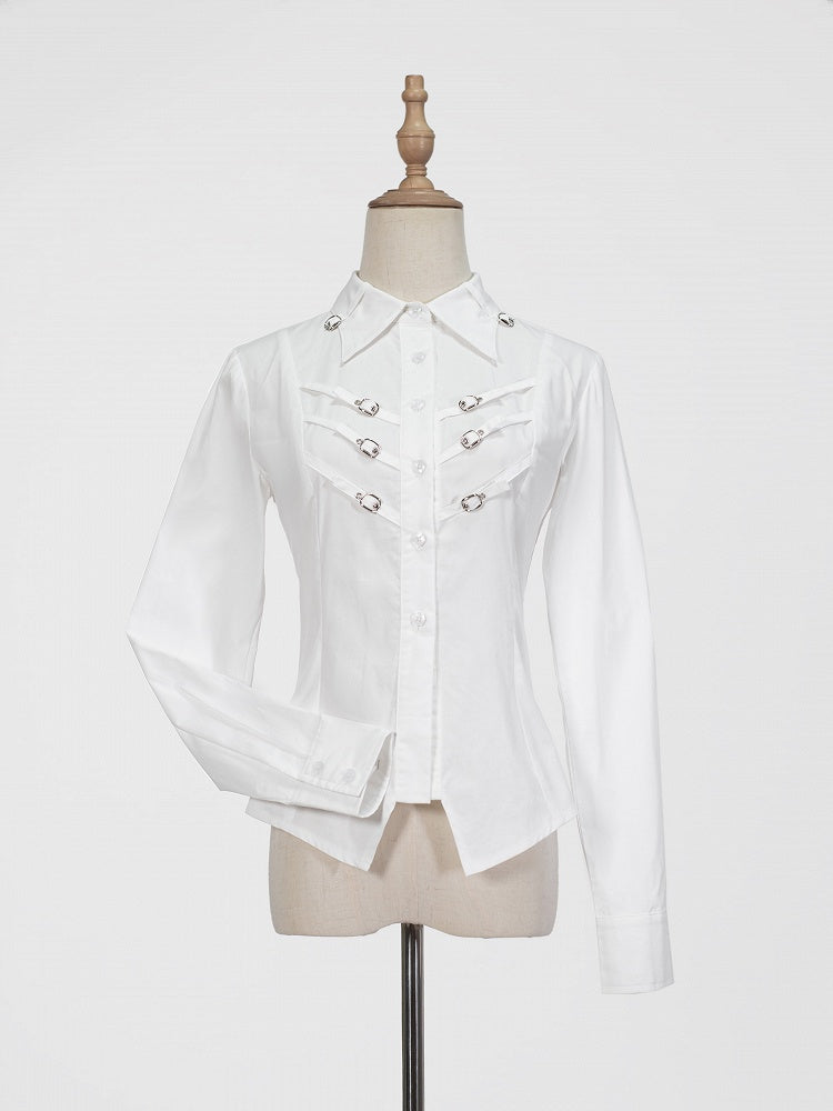avec Chemise Blanche à Longues Manches à Boucle Détails Élégants
