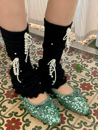 Rolled-Trim 5 Options Details Warmers Leg Color Beaded