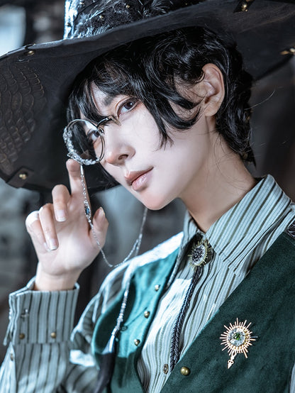 And Eyeglass Charm Black Transparent Chains Feather Steampunk Rhinestone