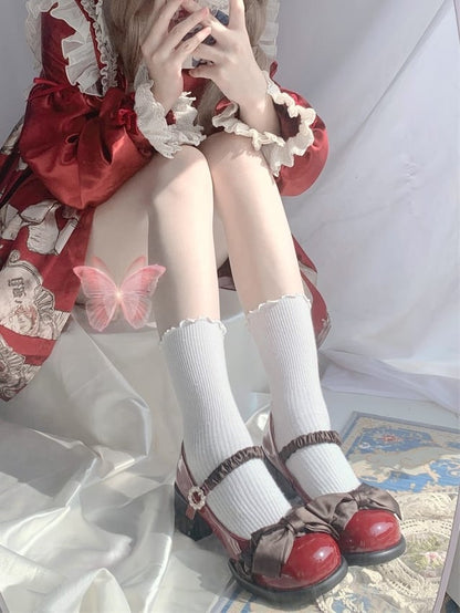 Bow Top - at Lolita Sweet Shoes Red Wine Mid-heel