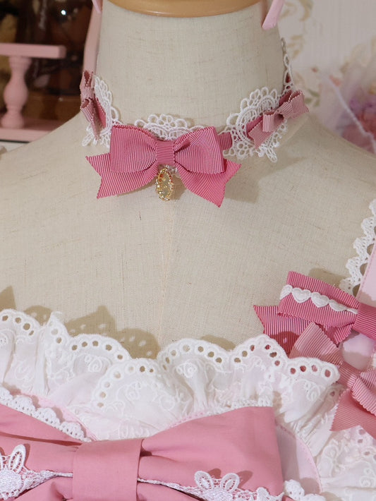 詳細 ピンクの蝶結びチョーカー