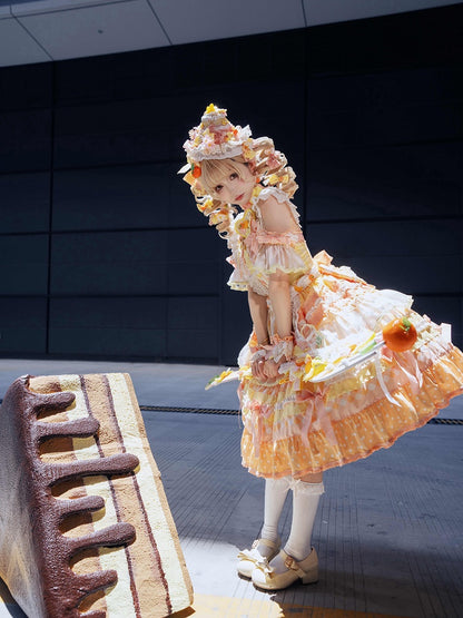 Cake Accents Lolita Kleid mit Schleife, Orange