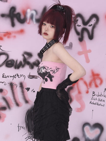 Asymmetrical Textured Skirt Black