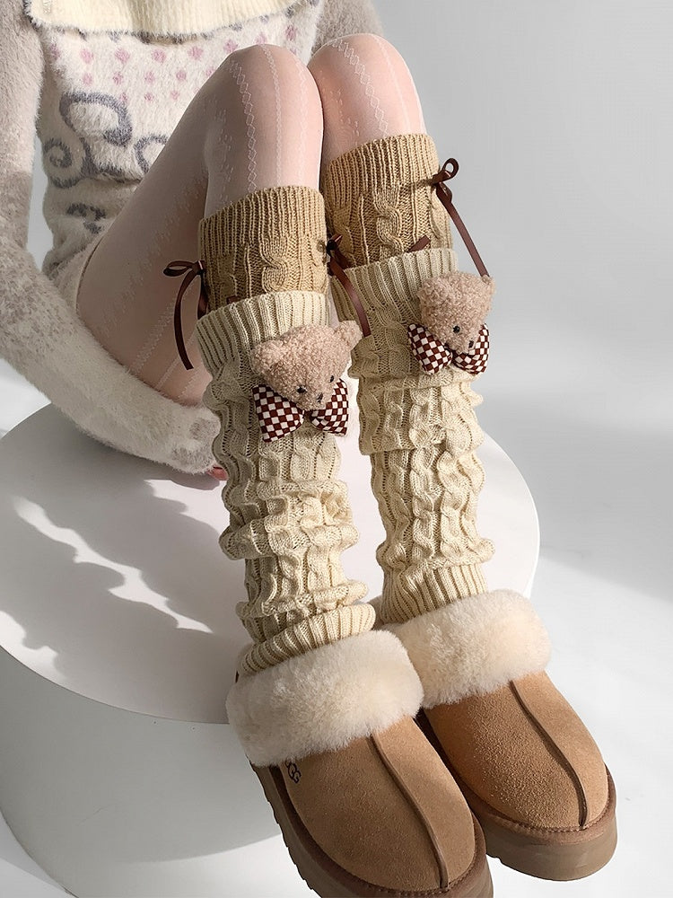 Bear Maillard-Style Warmers Decorations Leg with Knitted