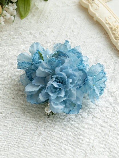 Blue Flower Hairclip with Pearl Embellishment - With PUJI