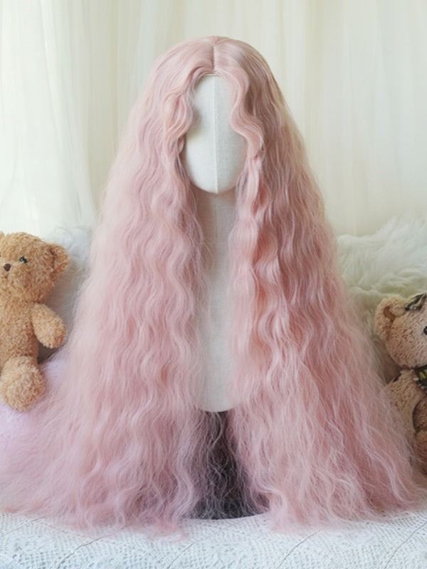 Karamell/Blond/Pink/Hellblond, hüftlange lockige Perücke