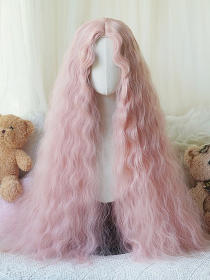 Karamell/Blond/Pink/Hellblond, hüftlange lockige Perücke