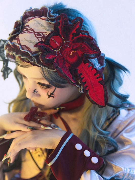 Pink Spider / Patch Embroidery Hairband Red