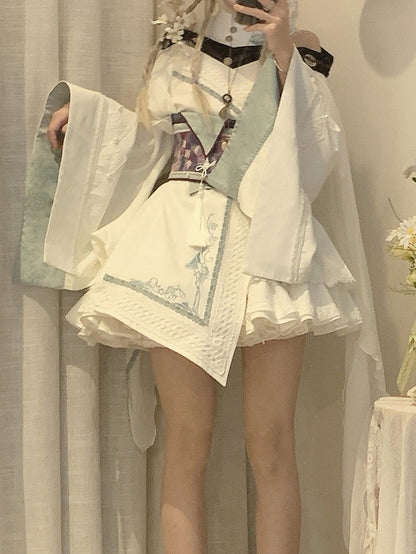 Dragon Valley Bell Sleeve Lolita OP Dress with Collar Accessory & Corset - Unknown Star