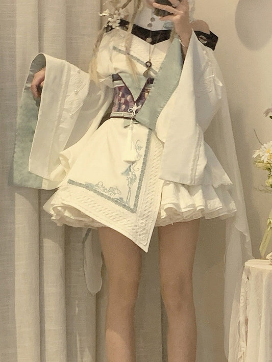 Dragon Valley Bell Sleeve Lolita OP Dress with Collar Accessory & Corset - Unknown Star
