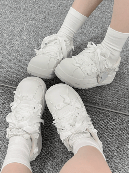 Kei Lace with Platform Details Platforms White Jirai Closure Lace-up