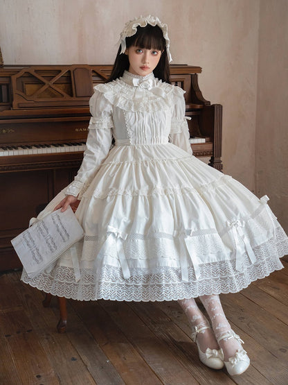 All Short Edward Lolita Neck School Old Dress Cotton White Set OP Sleeves
