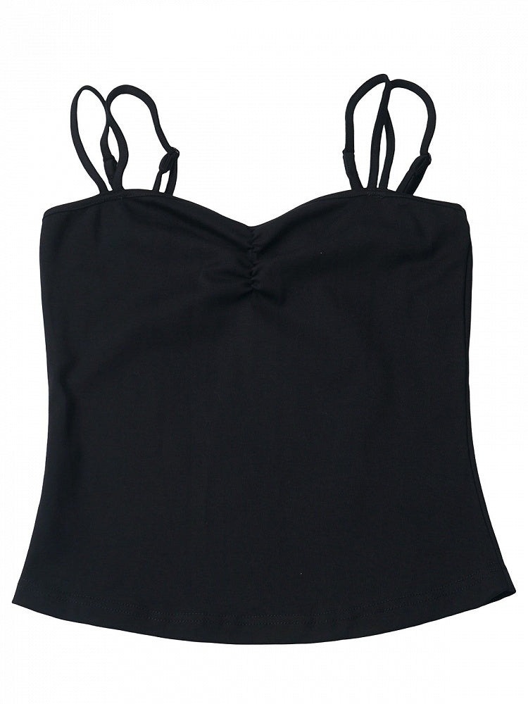 Black Cami Top Double Straps Design - PINK SAVIOR
