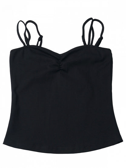 Black Cami Top Double Straps Design - PINK SAVIOR