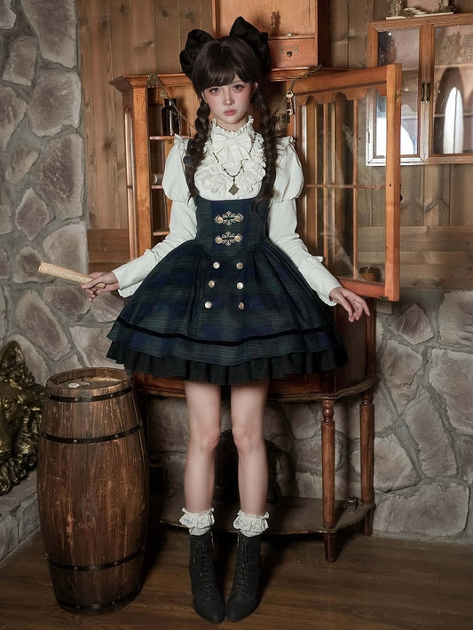 Preppy Short - Lolita Plaid Green Under Set Pattern Version Style