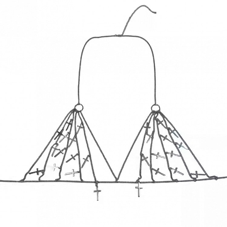 シルバーチャーム Y2K クロスチェストチェーン