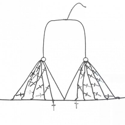 シルバーチャーム Y2K クロスチェストチェーン