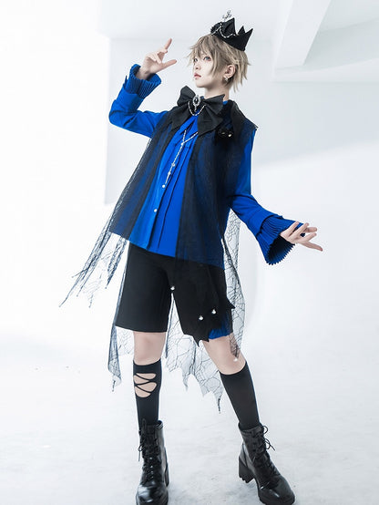 Lolita Straight-leg and Ouji Cuffs Shorts Blue Black Fashion