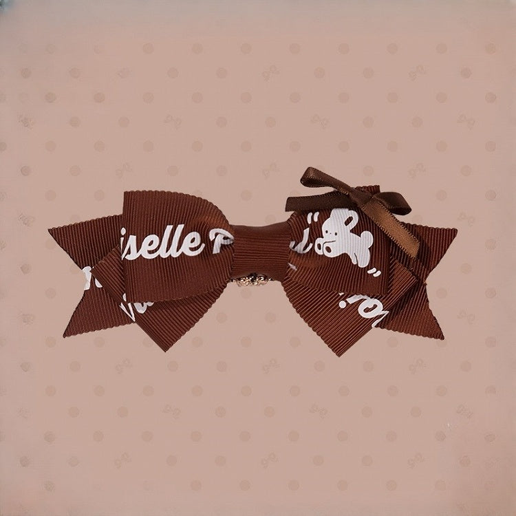 Hairclip Brown Bowknot Pink Blue /