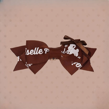 Hairclip Brown Bowknot Pink Blue /