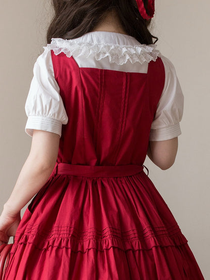 ブラウス ホワイト ピーターパフ コットン パンカラー 半袖