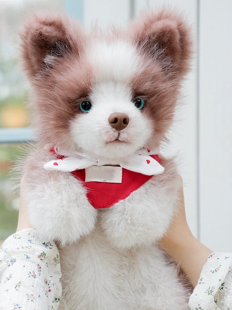 Border Plush Collie Bag - Dog Backpack/Crossbody Realistic Red