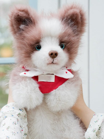 Border Plush Collie Bag - Dog Backpack/Crossbody Realistic Red