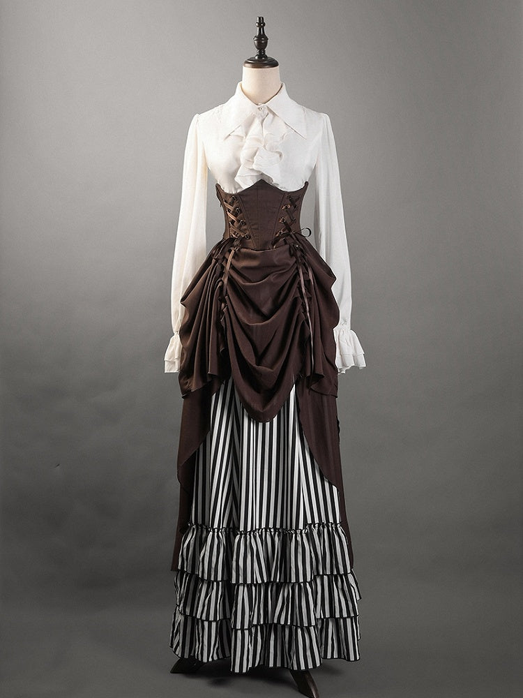 Brauner Korsettgürtel mit hoher Taille unter der Brust