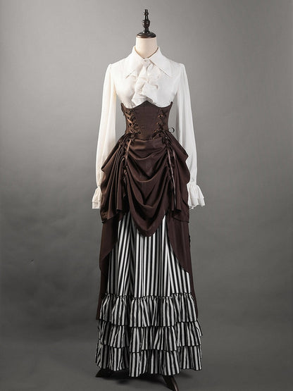 Brauner Korsettgürtel mit hoher Taille unter der Brust