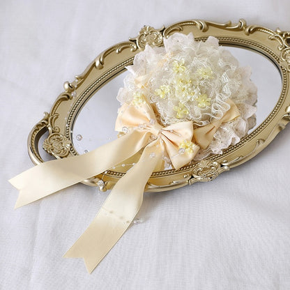 Lace Hat Yellow Lolita Creamy Osmanthus Sweet Mini Bowknot