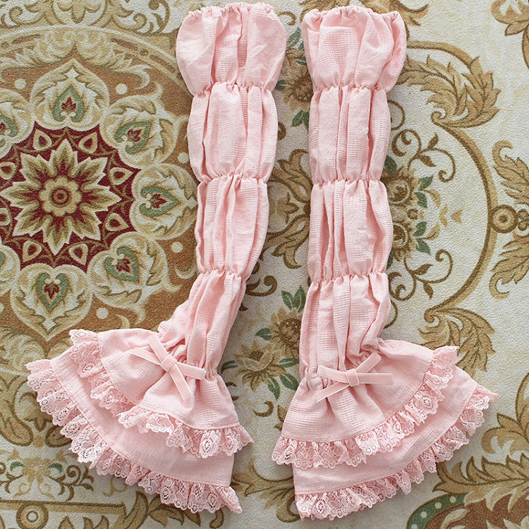 6 Options – Layered Bow and Lolita Trims Color Sleeves with Lace Accents Velvet