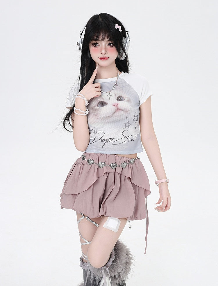 Three Pink Ways Top/Bubble Dusty Skirt Wear