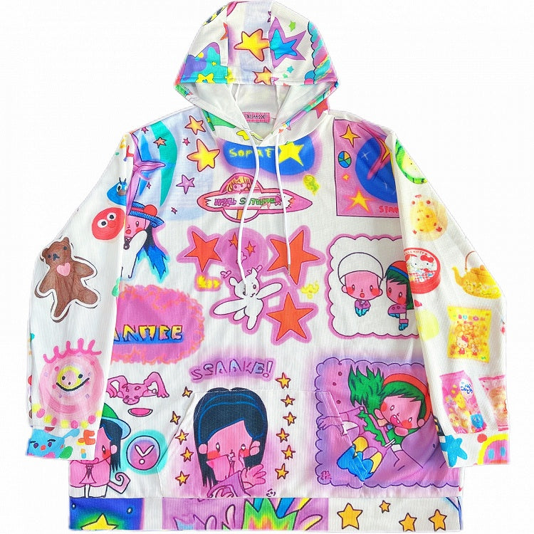 Colorful Y2K Cartoon Pattern Hoodie