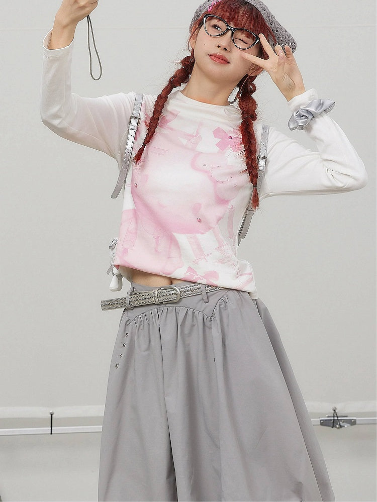 Black Bubble Gray Details / White Rivet with Skirt