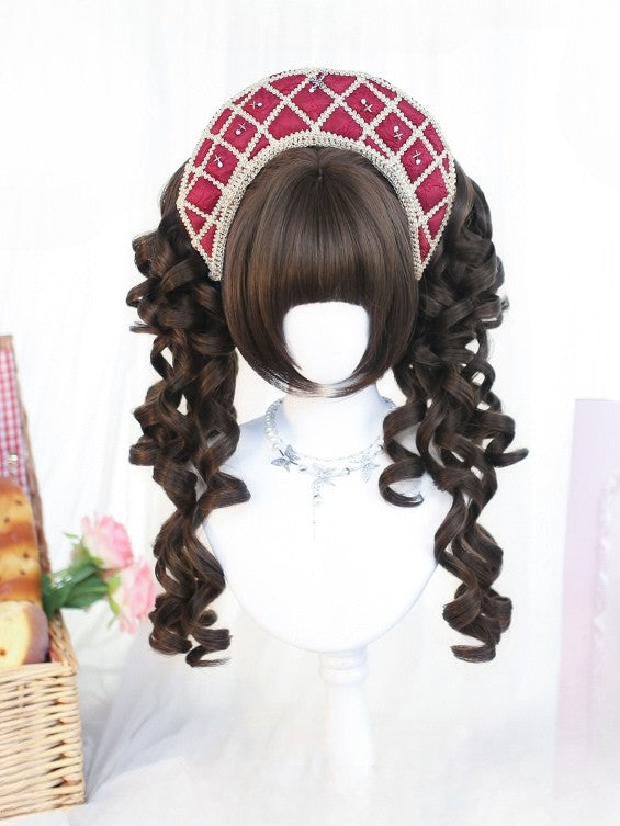 ストレートクリップ、クローカットバングス＋ダブル50CMボブ、ポニーテール付き、フルブラウン/ブロンドウィッグ、ウェーブ30CM長さ