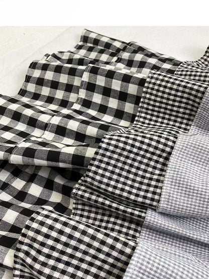Y2K ブラック＆ホワイト チェック柄 アンクル丈 ティアードスカート