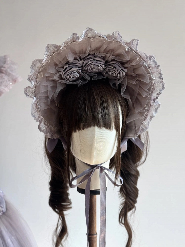 Classic (Rose Bonnet Lolita Purple Wisteria Ruffle Details)