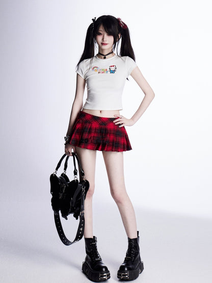 ホワイトキティ柄 ビタースイートTシャツ/キャミトップ