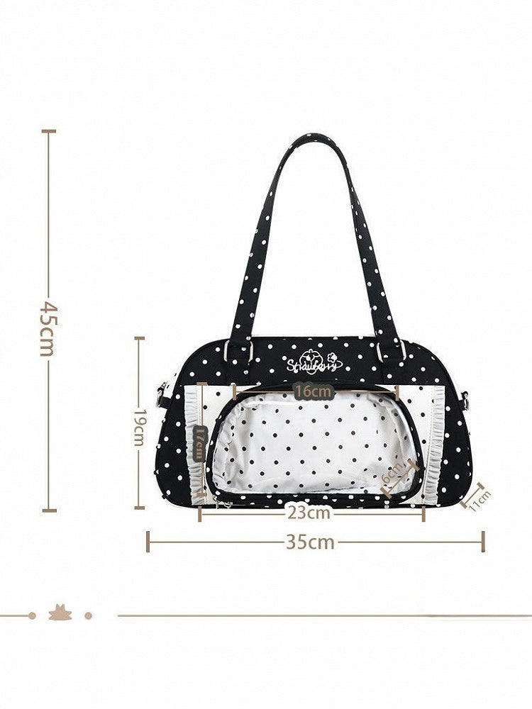 Monochrome Polka Dot Large Ita Crossbody Bag