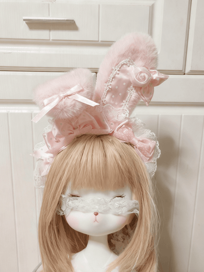 KC Sweet Lolita Bunny Bowknot Ear Pink Lace