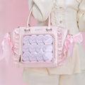 Ruffled Bag Details Handbag/Crossbody Trim Bowknot Ita Pink